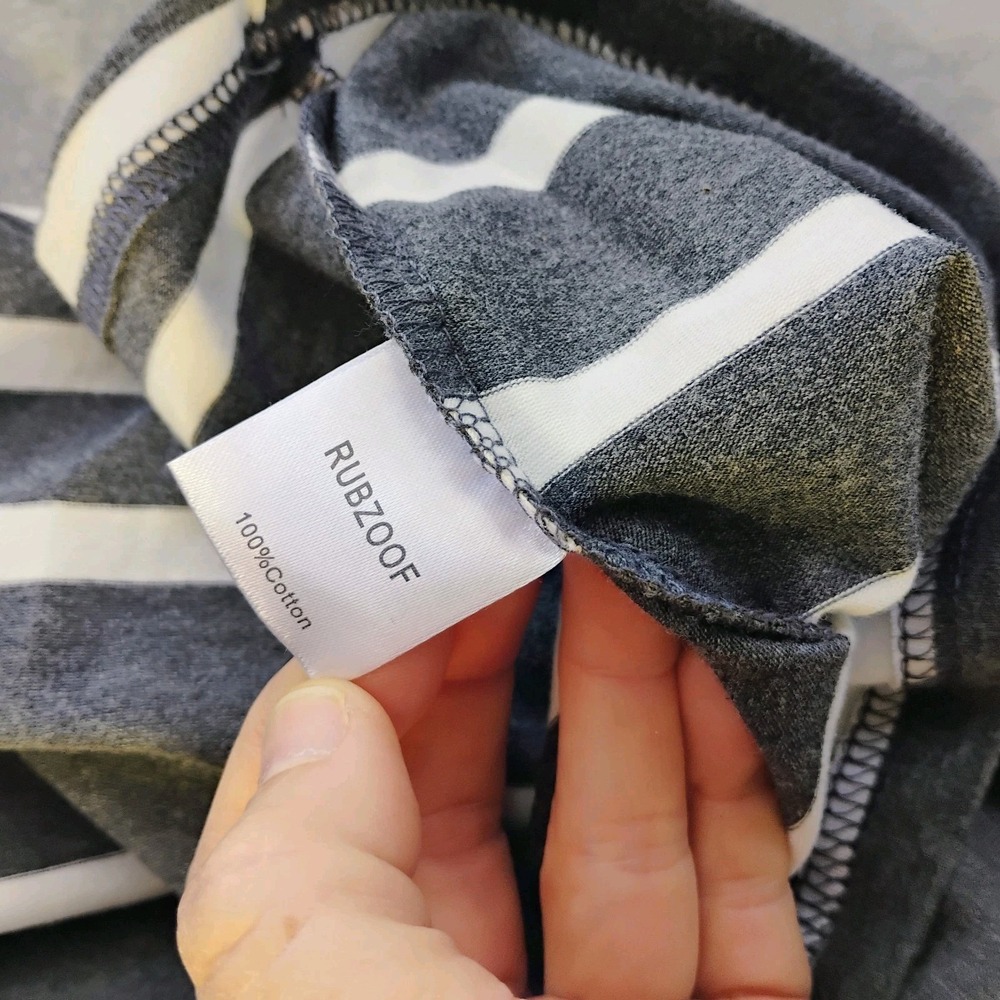Rubzoof 2 Piece Outfit Gray Striped Womens Large Lightweight Lounge Travel - Picture 9 of 16